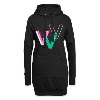 Lettre V - Sweat-shirt à capuche long Femme - noir - Devant