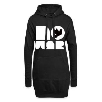 Chemise personnalisable NO WAR avec colombe de la paix - Sweat-shirt à capuche long Femme - noir - Devant