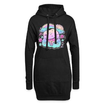 Sunshine bubble head cutie - Hoodie Dress - black - Front