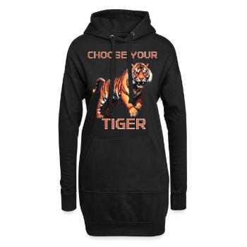 Wählen Sie Ihren Tiger | 8bit Tiger Abenteuer - Hoodie-Kleid - Schwarz - Vorne