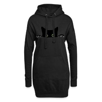 Katze - Hoodie-Kleid - Schwarz - Vorne