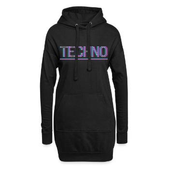 Techno Rave Club Electro Musik Raver - Hoodie-Kleid - Schwarz - Vorne