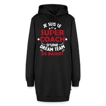 Je Suis Le Super Coach D'une Dream Team De Basket - Sweat-shirt à capuche long Femme - noir - Devant