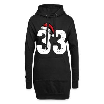 33 Zahl Weihnachten - Hoodie-Kleid - Schwarz - Vorne
