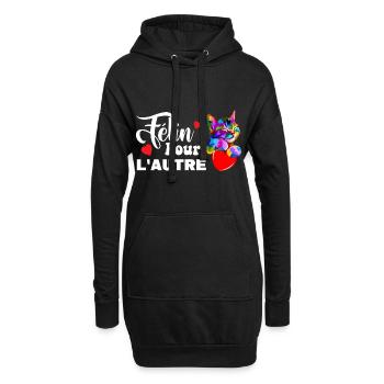 Félin pour l'autre - Sweat-shirt à capuche long Femme - noir - Devant