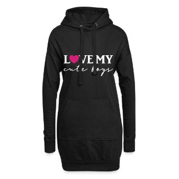 Love my cute boys - Hoodie-Kleid - Schwarz - Vorne