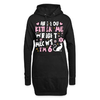 Ich bin 6 Jahre alt | Meow 6 Jahre Jubiläumsgeschenk - Hoodie-Kleid - Schwarz - Vorne