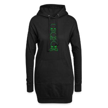 Die drei UFOs - Affen der Weisheit - Hoodie-Kleid - Schwarz - Vorne