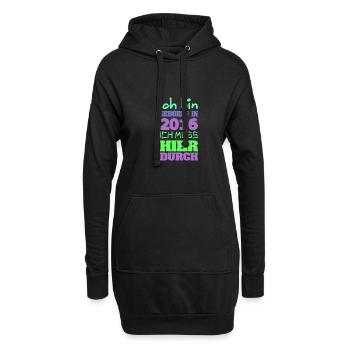 geboren 2016 - Hoodie-Kleid - Schwarz - Vorne