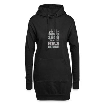 geboren 1958 - Hoodie-Kleid - Schwarz - Vorne