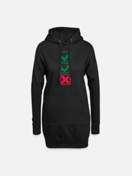 2 Haken und 1 X Kreuzchen - Hoodie-Kleid - Schwarz