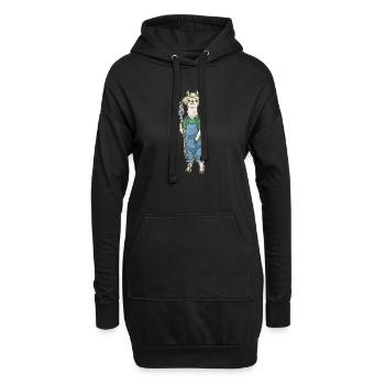 Llama Farmer Pitchfork Farm - Hoodie Dress - black - Front