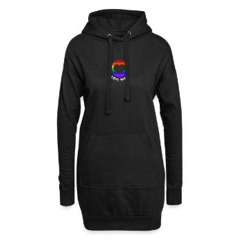 L’amour gagne - Sweat-shirt à capuche long Femme - noir - Devant