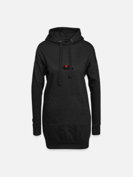 Techno Music DJ Discjokey - Hoodie-Kleid - Schwarz