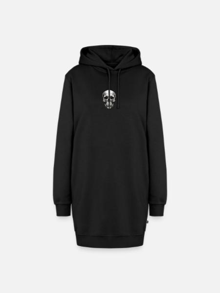 Totenkopf Handgezeichnet - Hoodie-Kleid - Schwarz