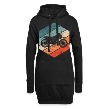 Motorrad Scrambler Retro 80er Biker Geschenk - Hoodie-Kleid - Schwarz - Vorne