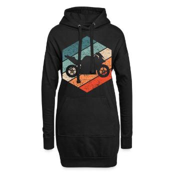 Motorrad Sportbike Retro 80er Vintage Geschenk - Hoodie-Kleid - Schwarz - Vorne