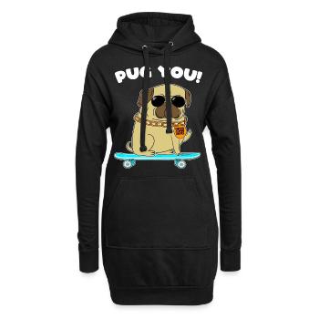 Pug Life Mops Leben Skater Geschenkidee - Hoodie-Kleid - Schwarz - Vorne
