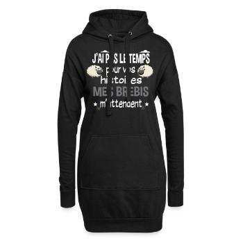 Brebis mouton laine agneau. Cadeau ferme agricole - Sweat-shirt à capuche long Femme - noir - Devant