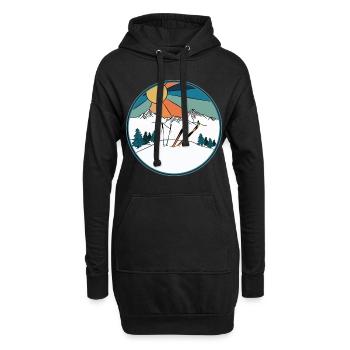 Poudreuse à la scène du ski des gens - Sweat-shirt à capuche long Femme - noir - Devant