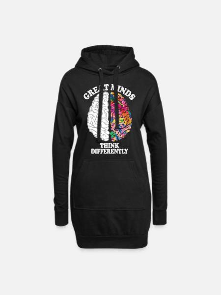 Große Köpfe denken anders Kreatives Gehirn - Hoodie-Kleid - Schwarz