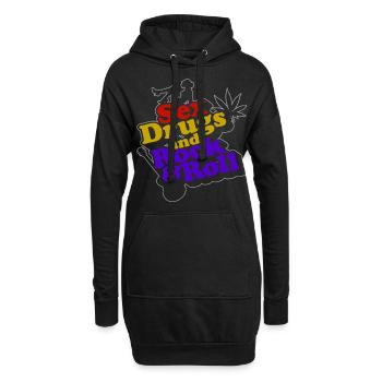Sex Drugs Rocknroll Schädel Iro Punk Rock Musik - Hoodie-Kleid - Schwarz - Vorne