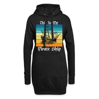 Das ist mein Piratenschiff - Hoodie-Kleid - Schwarz - Vorne