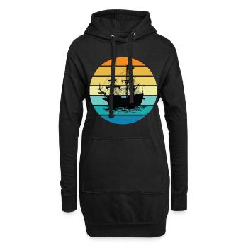 Piratenschiff - Hoodie-Kleid - Schwarz - Vorne