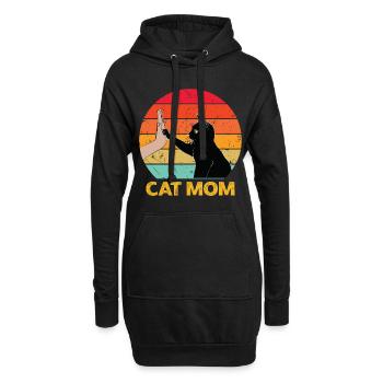 Cat Mom - Cat High Five - Hoodie-Kleid - Schwarz - Vorne
