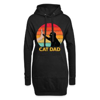 Cat Dad - Cat High Five - Hoodie-Kleid - Schwarz - Vorne