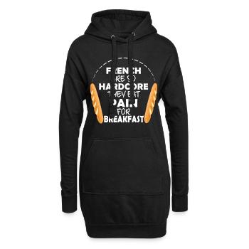 Schmerz zum Frühstück - Lustiges französisches Essen - Hoodie-Kleid - Schwarz - Vorne
