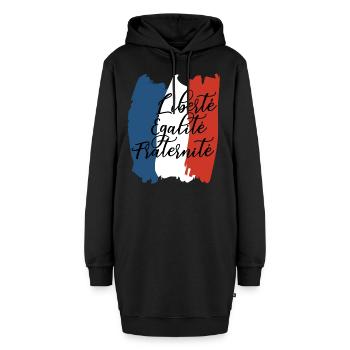 Liberté Égalité Fraternité - Hoodie-Kleid - Schwarz - Vorne - AI Model Female 172 light (172cm)
