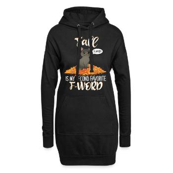Der Herbst ist mein zweitliebstes F-Wort - Süße Katze - Hoodie-Kleid - Schwarz - Vorne