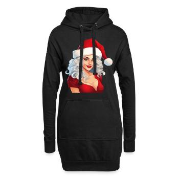 Père Noël Femme Sexy Noël Noël laid - Sweat-shirt à capuche long Femme - noir - Devant