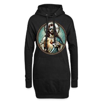 Jésus Football Cadeau Drôle Football Dieu Jésus Cadeau - Sweat-shirt à capuche long Femme - noir - Devant