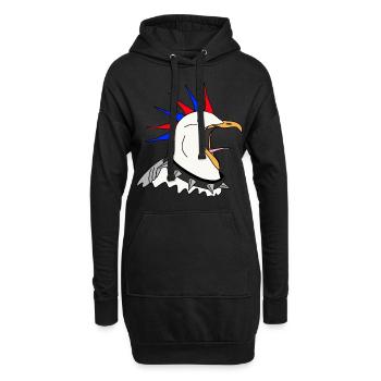 Mouette punk - Sweat-shirt à capuche long Femme - noir - Devant