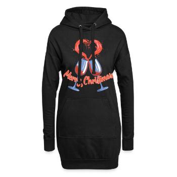 Frohe Weihnachten süßes Herz Cheers Weinglas Weihnachten - Hoodie-Kleid - Schwarz - Vorne