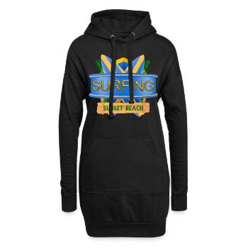 Hawaï, Surf, Sunset Beach - Sweat-shirt à capuche long Femme - noir - Devant