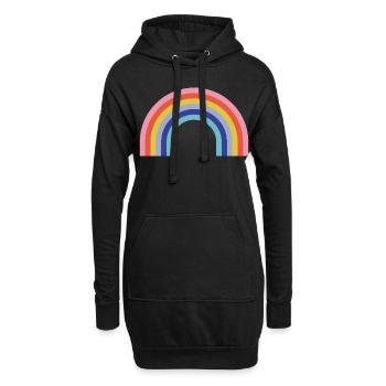 Regenbogen - Hoodie-Kleid - Schwarz - Vorne