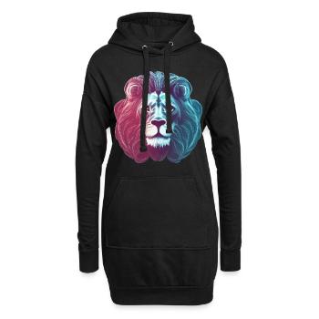 Tête de lion de lion au néon coloré futuriste - Sweat-shirt à capuche long Femme - noir - Devant
