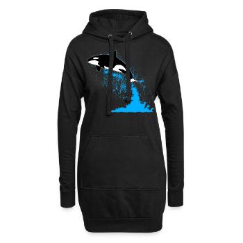 Orque, épaulard, épaulard, épaulard, mer - Sweat-shirt à capuche long Femme - noir - Devant