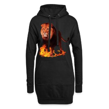 Animal sauvage lion en feu - Sweat-shirt à capuche long Femme - noir - Devant