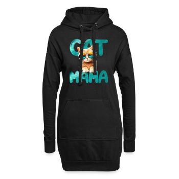 Maman chat - Sweat-shirt à capuche long Femme - noir - Devant