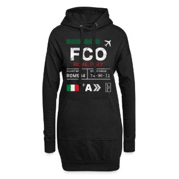 Etikett des Flughafens Rom - Hoodie-Kleid - Schwarz - Vorne
