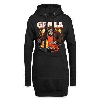 Grillen Grilla Griller Gorilla BBQ Spruch Lustig - Hoodie-Kleid - Schwarz - Vorne