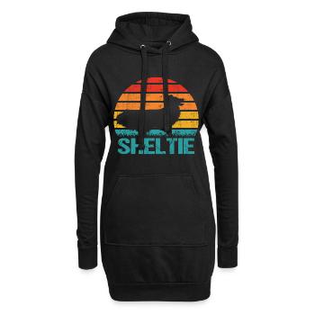 Sheltie Shetland Chien de berger Vintage Rétro - Sweat-shirt à capuche long Femme - noir - Devant