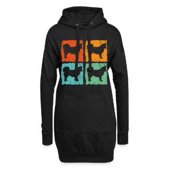 Chien islandais Spitz islandais Vintage - Sweat-shirt à capuche long Femme - noir - Devant