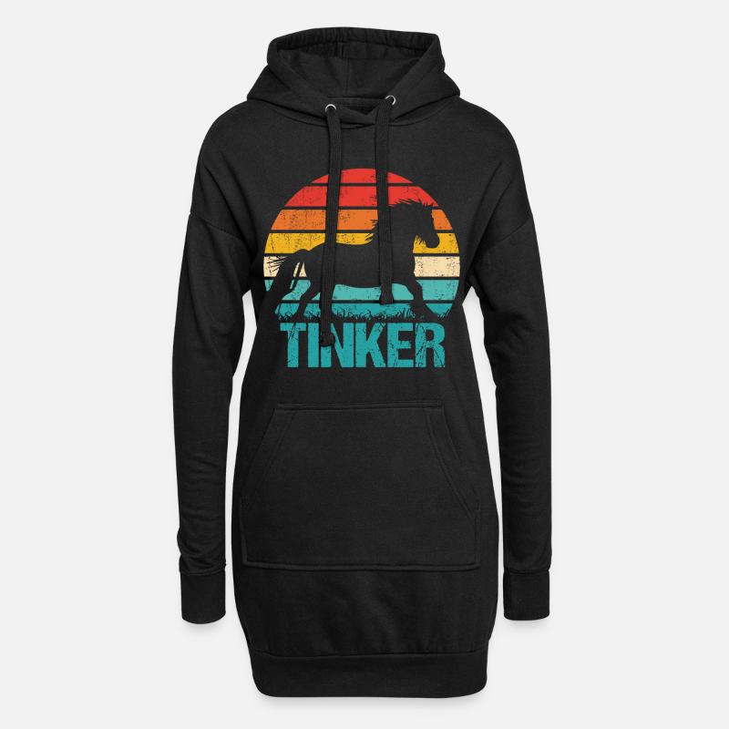 Irish Tinker Pferd Tinkerpferd Retro Vintage Style - Hoodie-Kleid - Schwarz