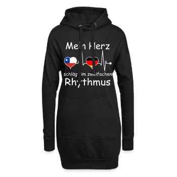 Chile Deutschland Flagge Herz Fahne Herzschlag - Hoodie-Kleid - Schwarz - Vorne