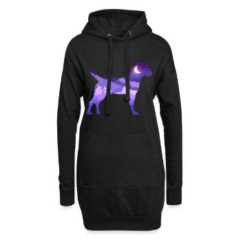 Heather Terrier Moon Mountains Silhouette Purple Vector - Hoodie Dress - black - Front